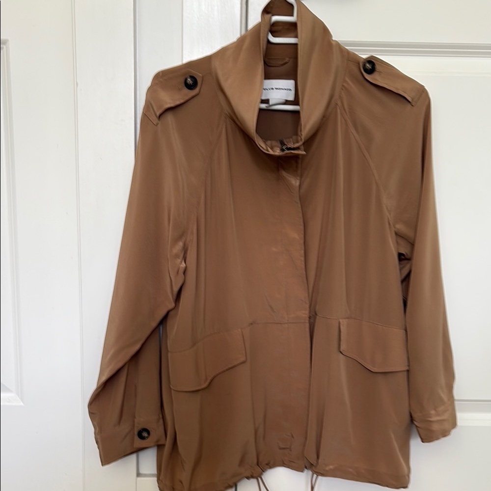 Club Monaco Tan Trench Coat with Relaxed Fit and Epaulettes